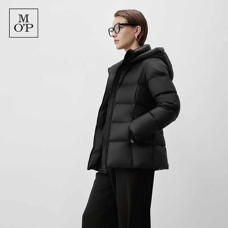 Marc O'Polo/MOP24年秋冬季新款休闲连帽户外白鸭绒短款羽绒服女