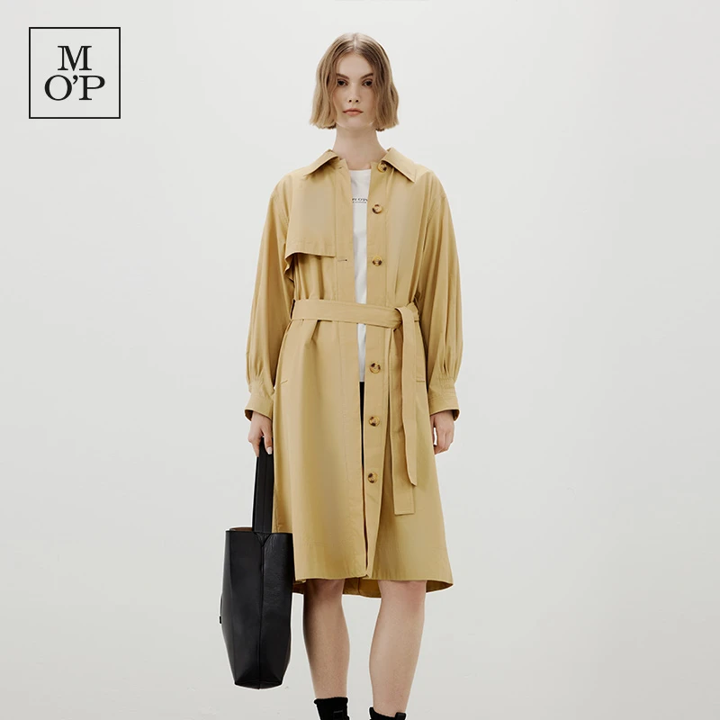 Marc O'Polo/MOP【美拉德风】秋冬季雅丹风翻领气质束腰风衣外套