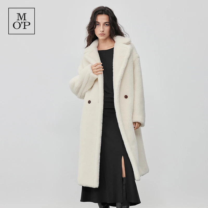 Marc O'Polo【星线好物】秋冬翻领中长羊羔绒大衣宽松中长款外套