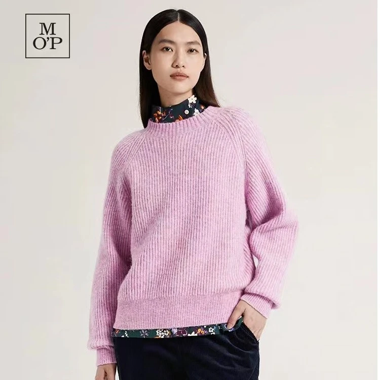 MOP 秋冬新品纯色宽松休闲圆领羊毛毛衣百搭针织衫 259663A6010Z