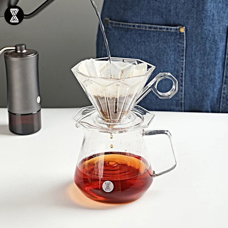 八角咖啡滤杯 手冲咖啡壶过滤器滴滤壶PCTG耐热家用锥形过滤杯