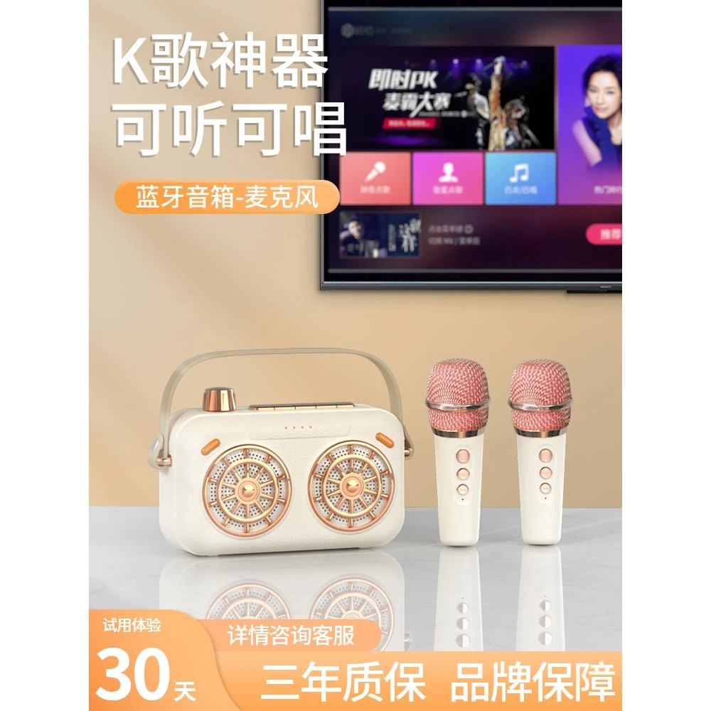 艾硕美麦克风话筒音响一体全民k歌用儿童唱歌无线蓝牙家庭ktv套装