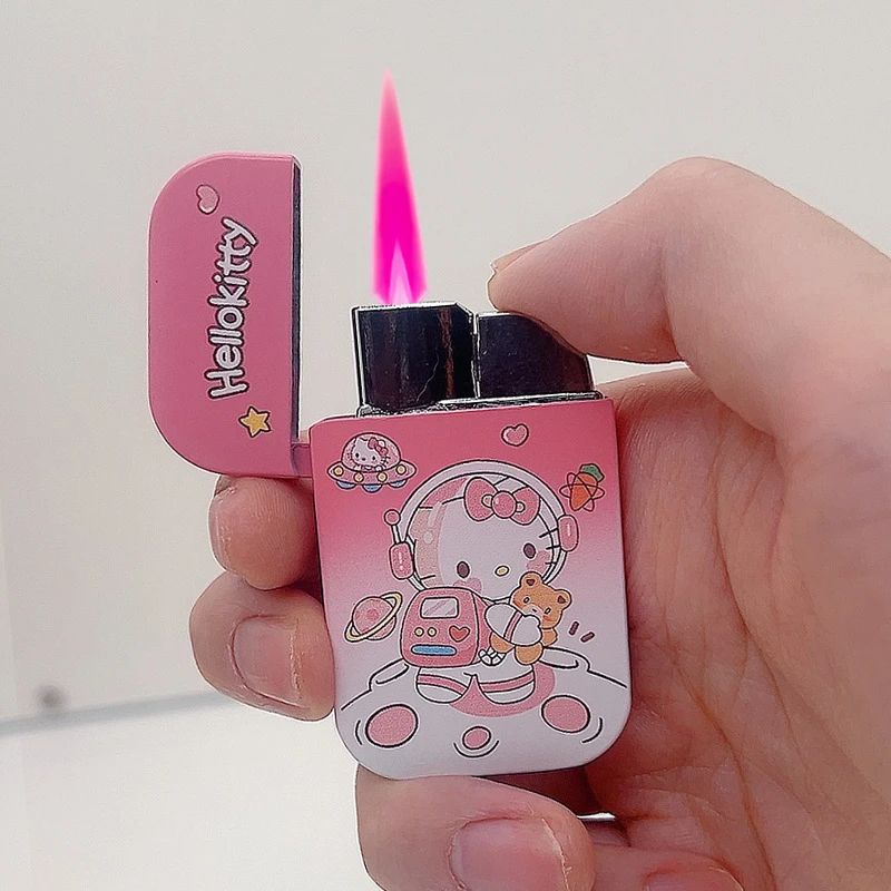 高颜值粉色火焰充气防风卡通金属渐变ins网红女火机送男友