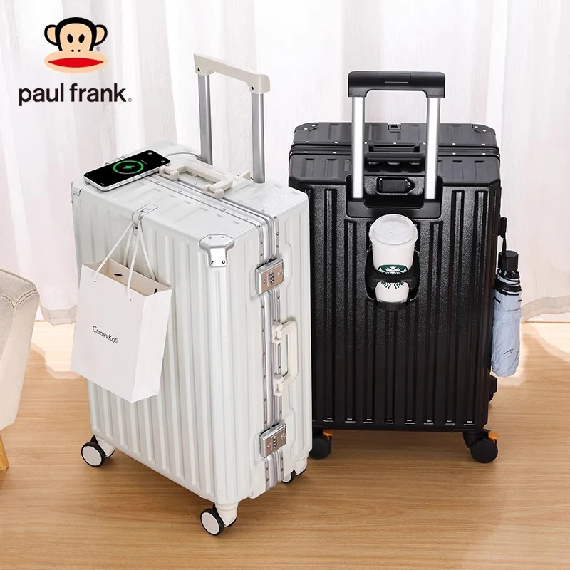 paul frank/大嘴猴行李箱铝框ol密码拉杆箱大容量旅行箱耐用登机