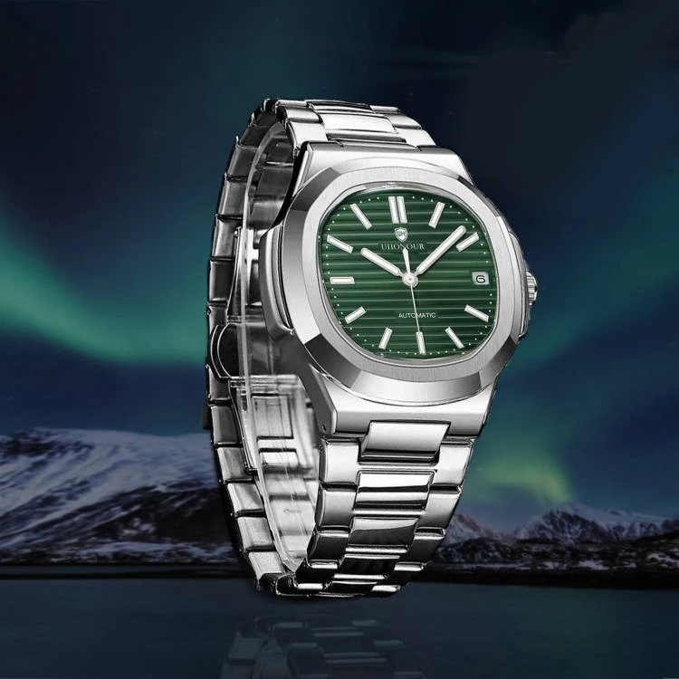 U-男士轻奢高档绿色个性多功能夜光男士全自动机械手表U-1070