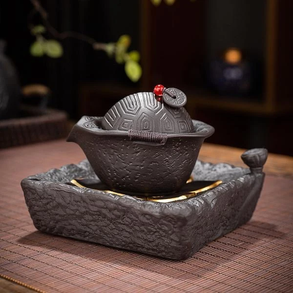 紫砂茶壶富甲一方原矿紫泥壶承龟壳手抓壶泡茶壶功夫手工隔热茶壶