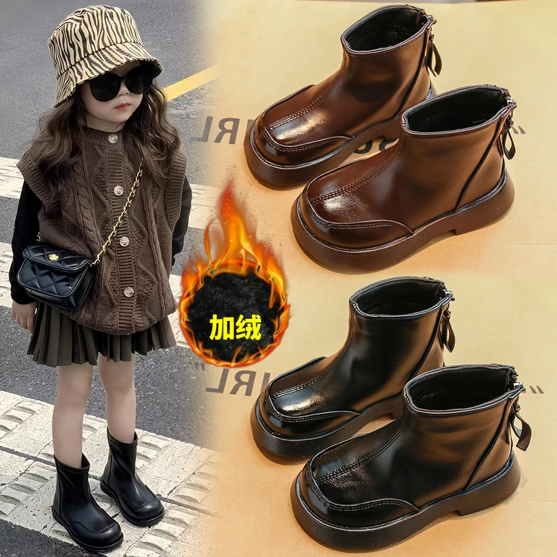 女童短靴2025秋冬季新款单里复古英伦风马丁靴厚底美拉德男童靴子