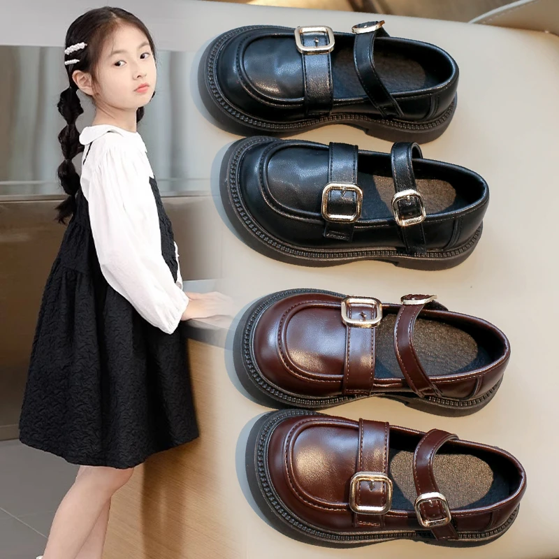 童鞋女童小皮鞋2024新款儿童鞋子小女孩公主鞋黑色乐福鞋女宝单鞋