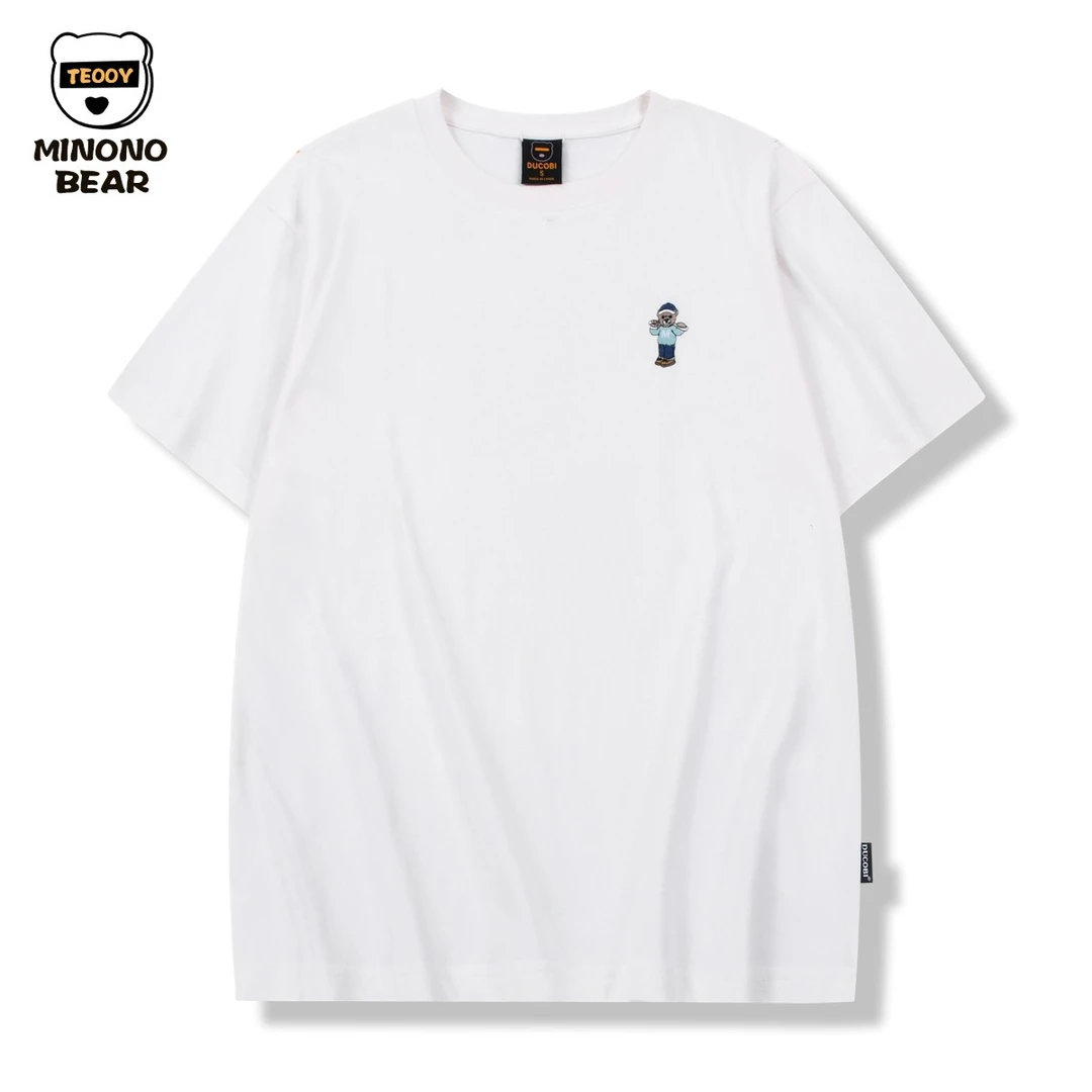MINONO联名小熊短袖t恤女宽松体恤刺绣上衣夏季大码纯棉情侣款潮