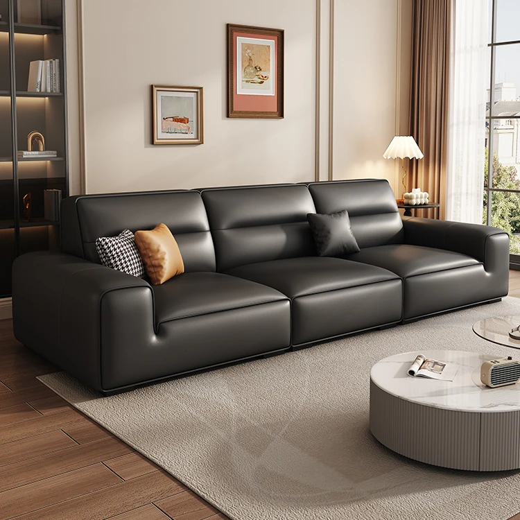 大黑牛高靠背真皮沙发头层牛皮意式极简客厅简约现代直排设计师款