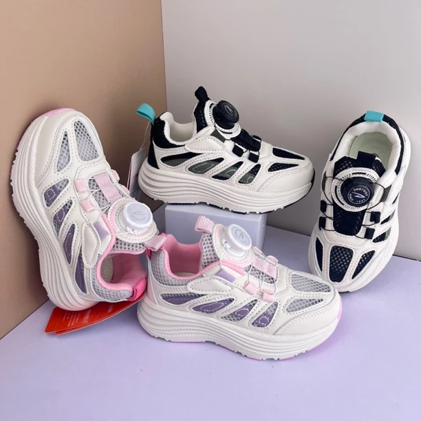 德尔惠儿童夏季透气单网男童女童时尚软底防滑网面运动跑鞋6035