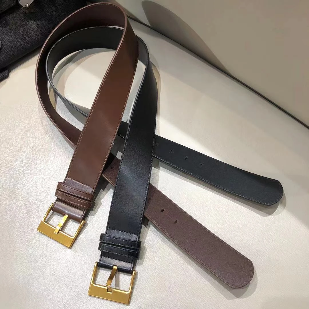 【HAV】  时髦百搭金属扣二层牛皮腰带