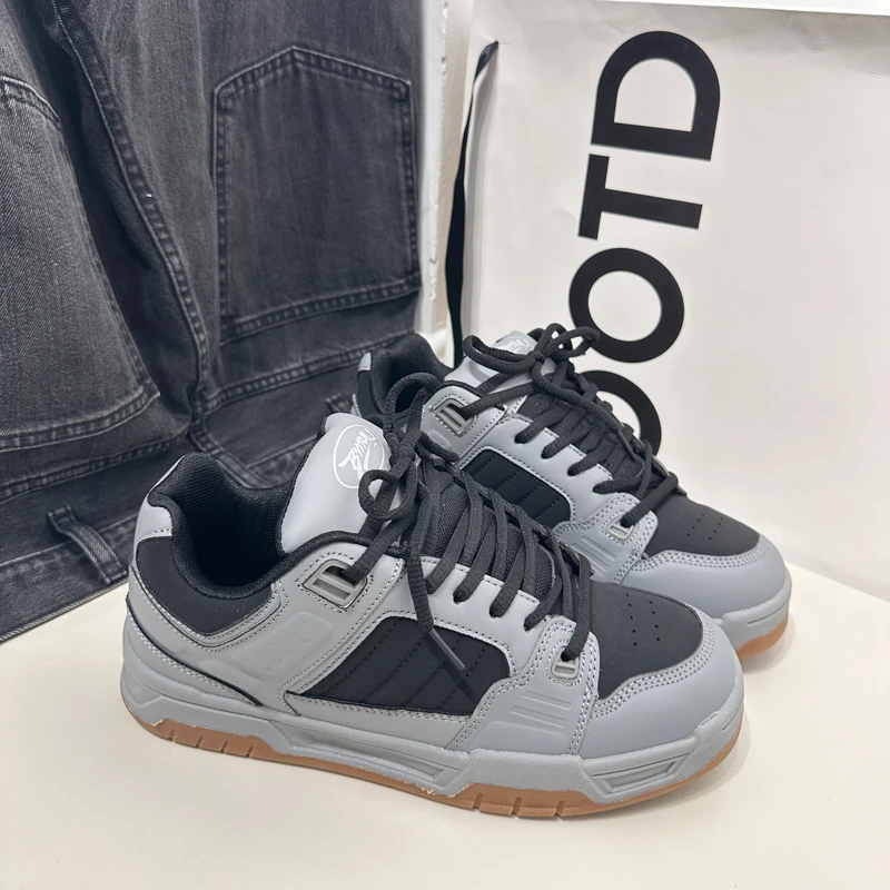 2024秋季新款港风板鞋男厚底运动休闲小白鞋子男板鞋学生面包潮鞋