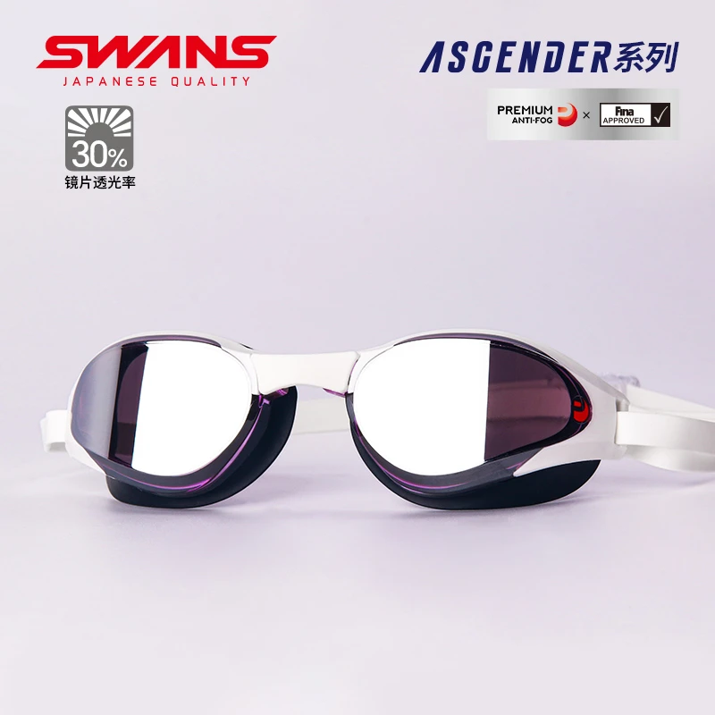 SWANS专业泳镜女防水防雾高清大框竞速游泳眼镜户外电镀SR81M