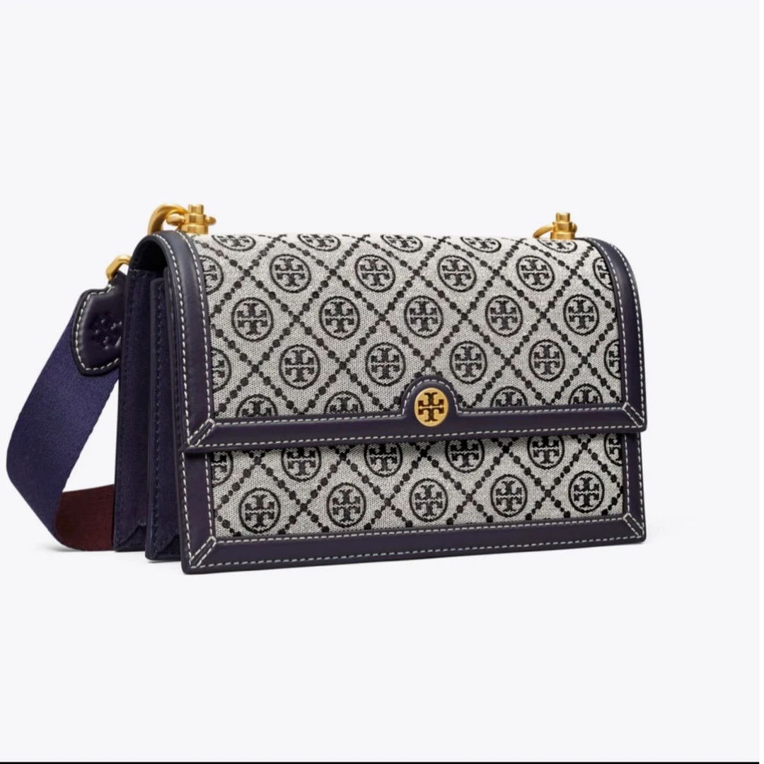 Tory Burch/汤丽柏琦 (大号)单肩斜挎老花风琴包 27cm*18cm*8cm