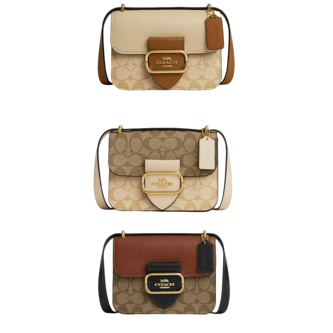 COACH蔻驰(奶茶/卡其/奶茶拼棕）小号豆腐包斜挎包系列 19*7*15CM