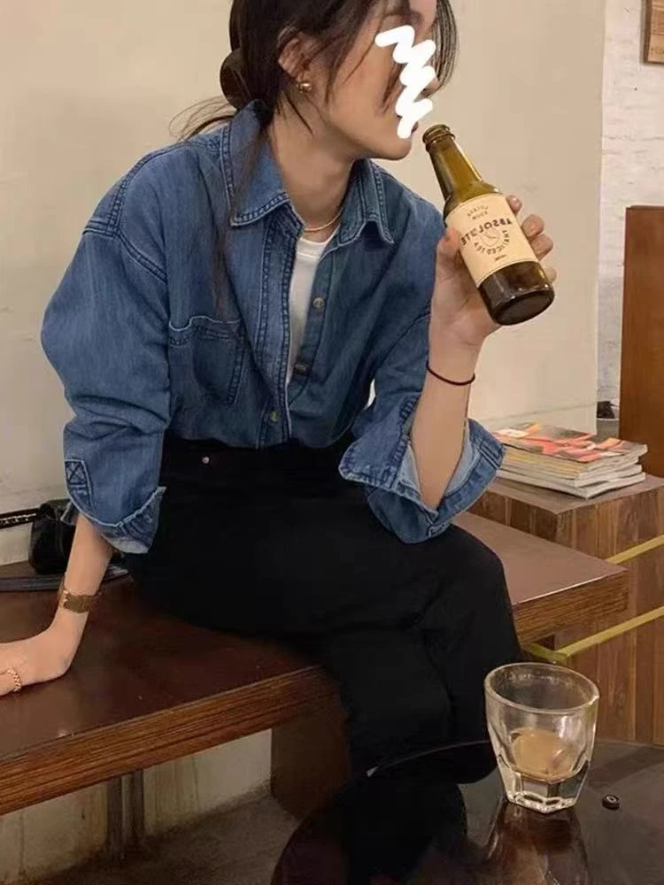 998 蓝色百搭牛仔衬衫