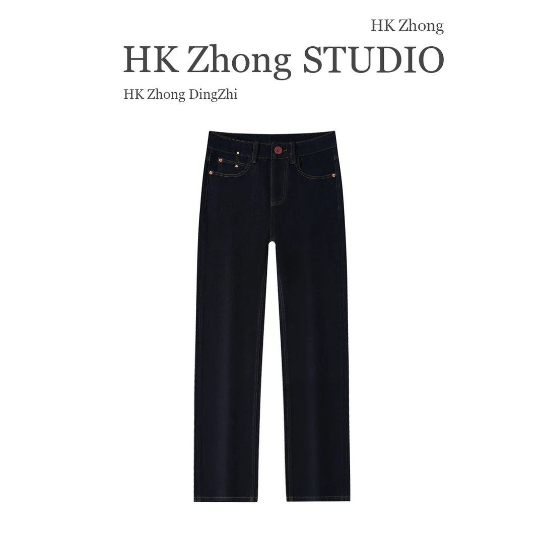 香?儿-门店同款16890-四面弹丹宁原牛不掉色窄版直筒牛仔裤长裤