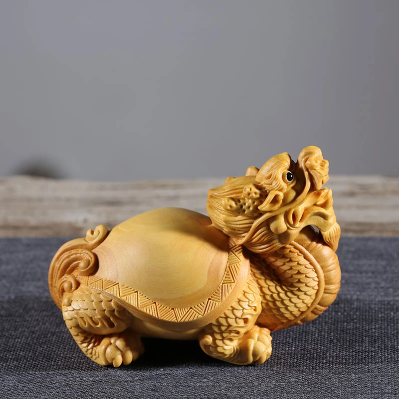 小叶黄杨木手把件龙龟摆件居家装饰手工艺品解压手把