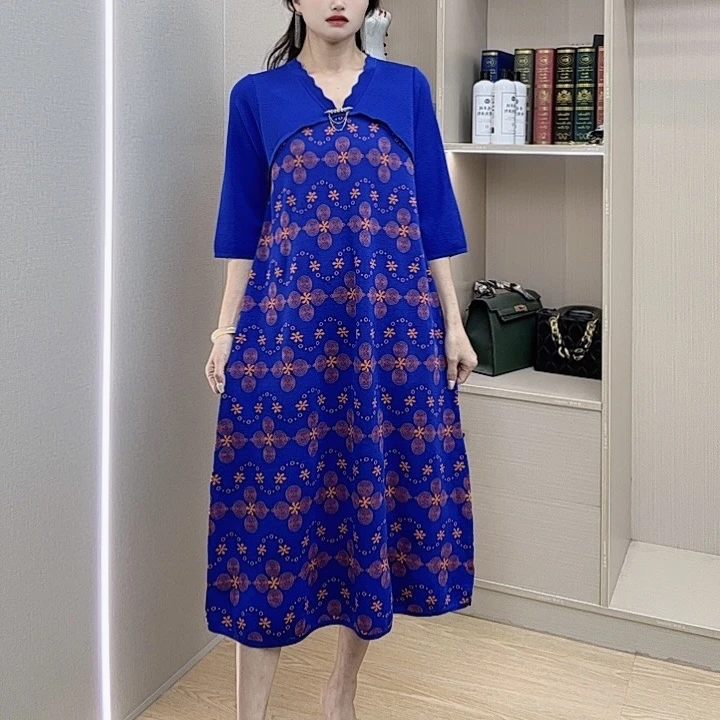 【8009】秋冬新款针织宽松连衣裙女装气质减龄显瘦大码中年妈妈装