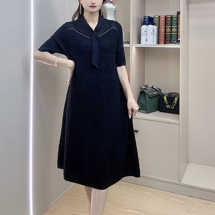 【8006】秋冬新款针织宽松连衣裙女装气质减龄显瘦大码中年妈妈装