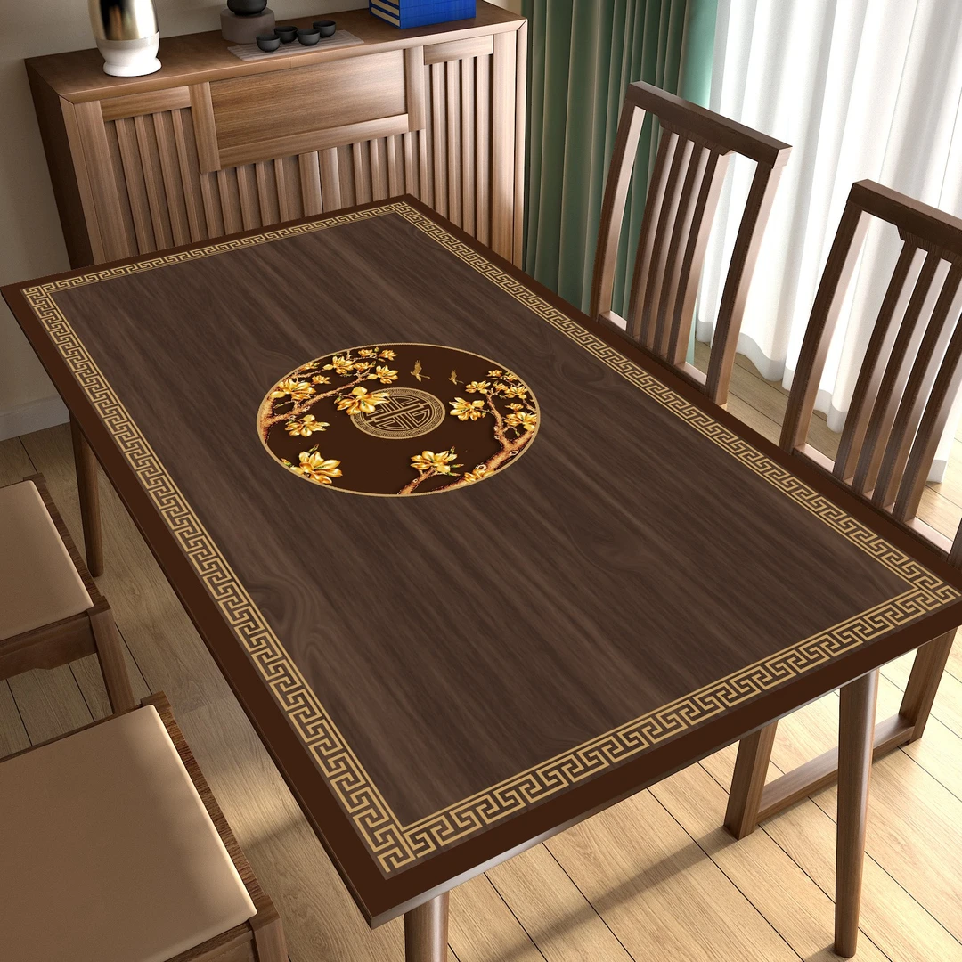水莲之家新中式餐桌垫桌布防水防油防烫桌垫茶几垫新款桌面保护垫