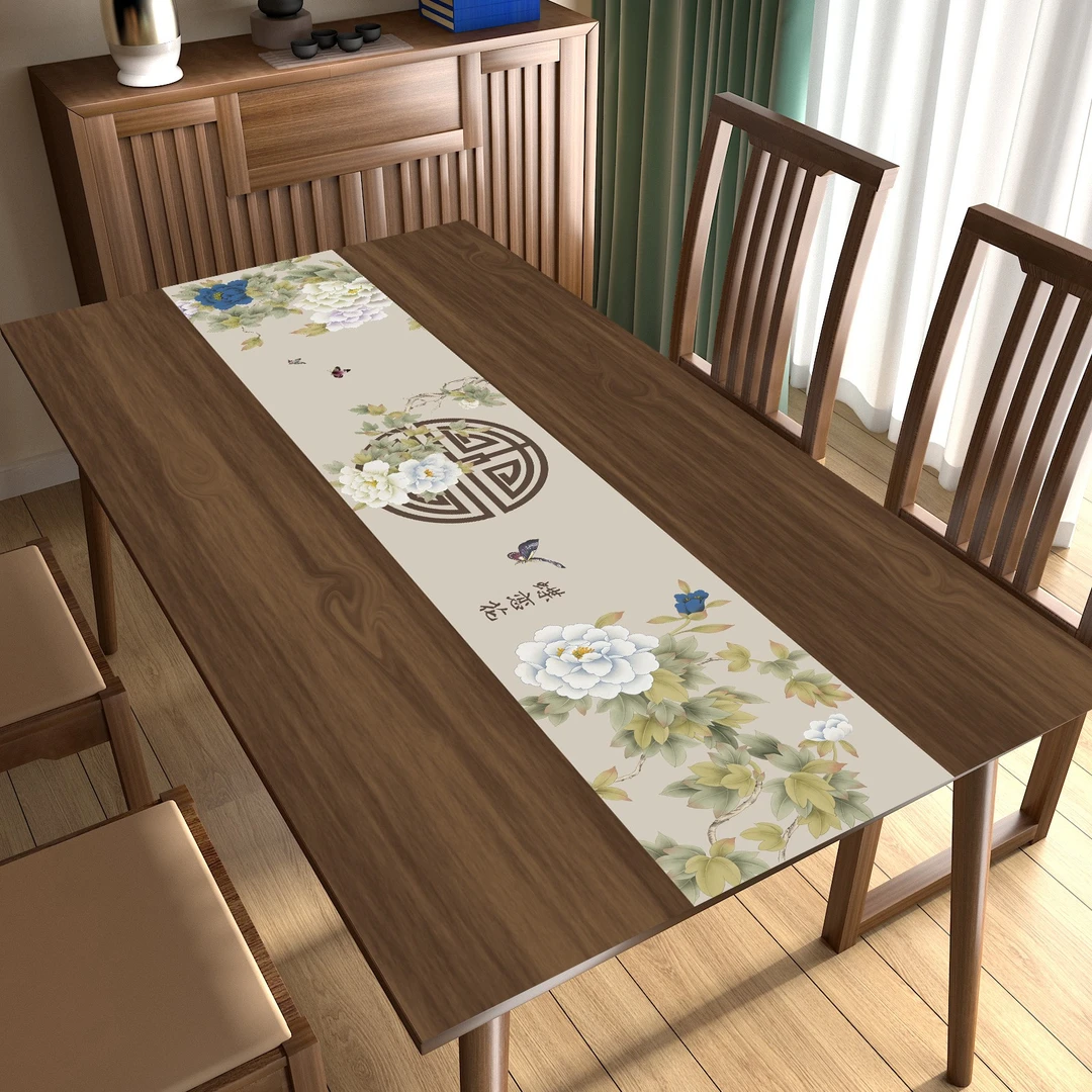 新中式桌面保护垫轻奢高级感餐桌布防水防油免洗防烫茶几垫直播中