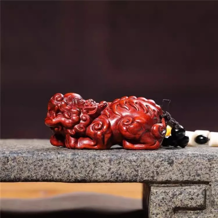 正宗印度小叶紫檀湘工貔貅手把件小摆件红木手办随身盘玩文玩挂件