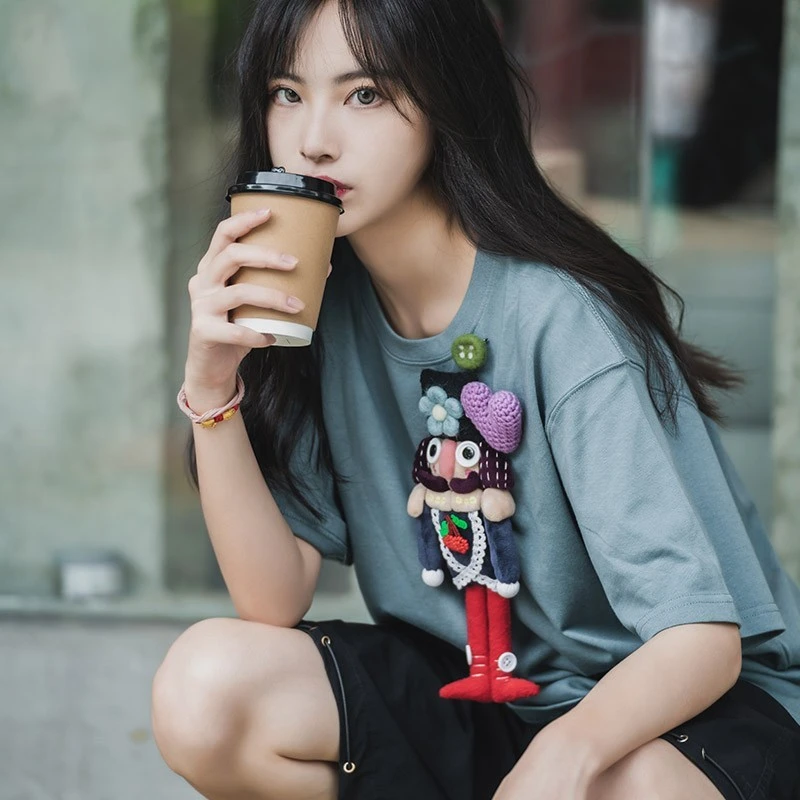芽小七原创胡桃夹子系列士兵设计感小众纯棉短袖女t恤宽松上衣夏