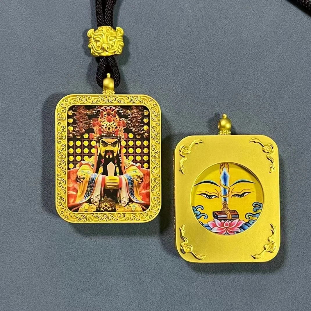 铜合金布艺项链 SQ思岐-新中式藏式双面唐卡智慧之眼龙五爷4860