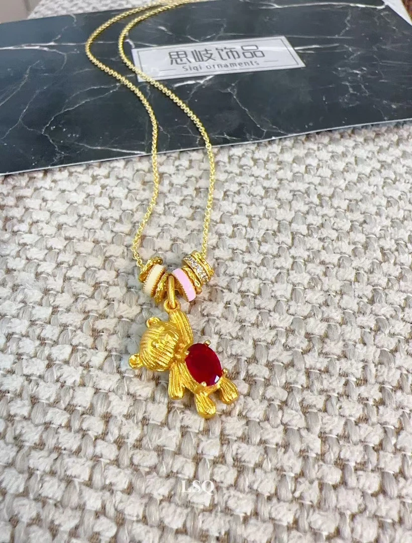 铜合金项链 双十一暴款-草莓熊镶锆项链5358