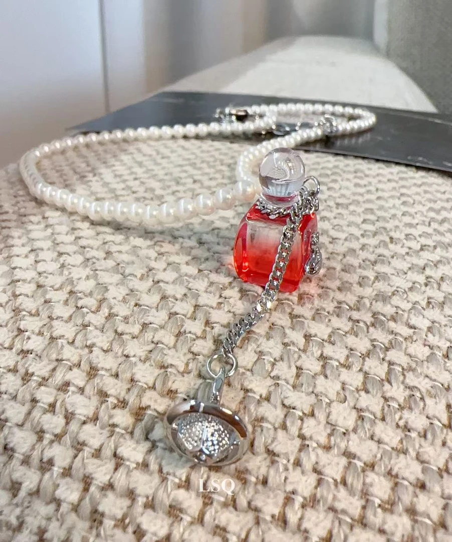 铜合金仿珍珠项链 SQ思岐新中式-贝珠流苏星球项链5461