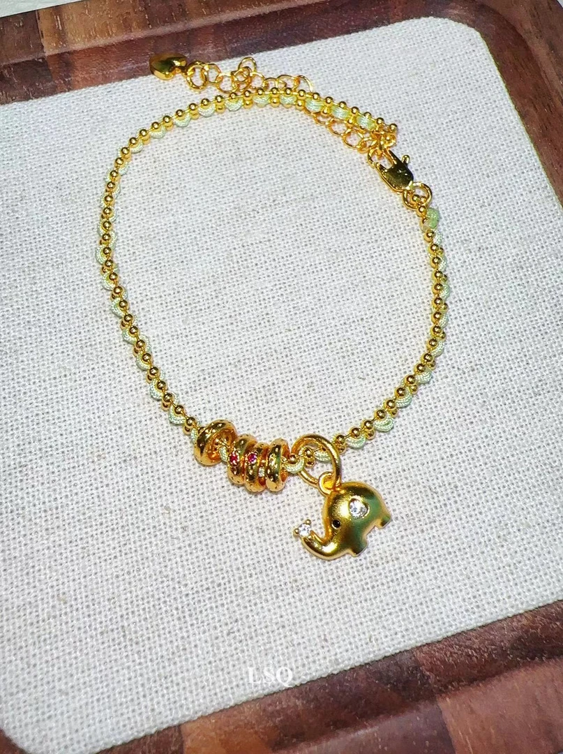 铜合金布艺手链 SQ思饰-新中式吉象如意轻奢复古手链4376