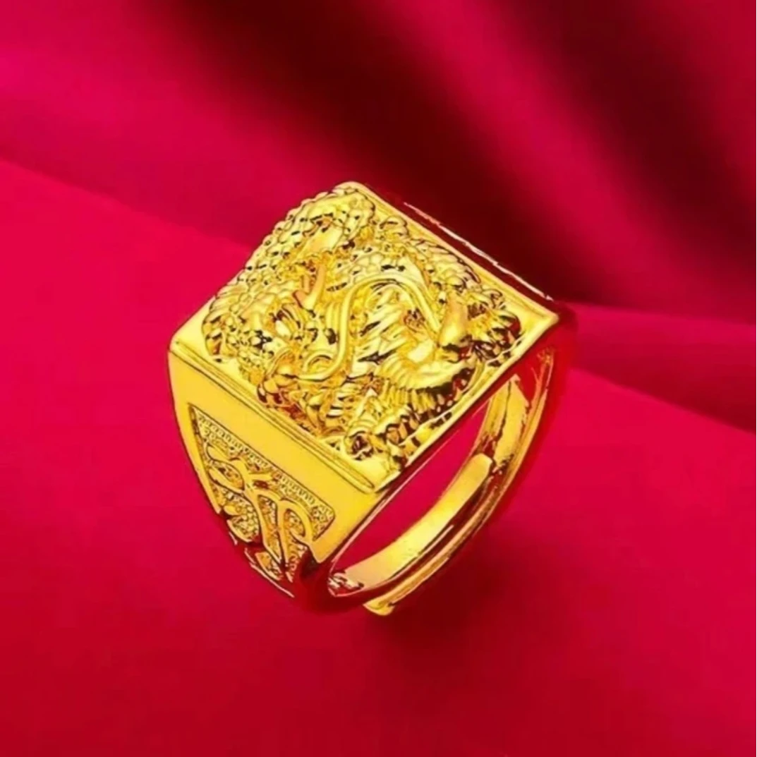 合金戒指 2024新款 《盘龙戒指》金色不掉色时尚经典百搭大气