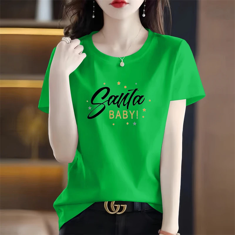 时尚字母印花短袖T恤女夏季新款韩版休闲体恤衫洋气百搭圆领上衣