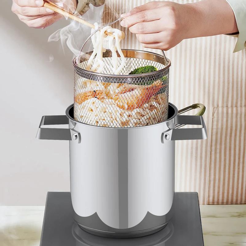 顺发油炸锅油鲍高锅304不锈钢加厚节能省油带滤网天妇罗多功能