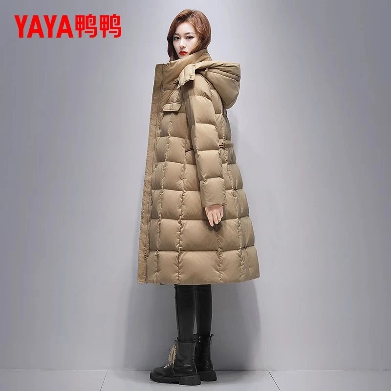 鸭鸭羽绒服女过膝长款2024新款冬季韩版气质收腰显瘦YE3B604481D