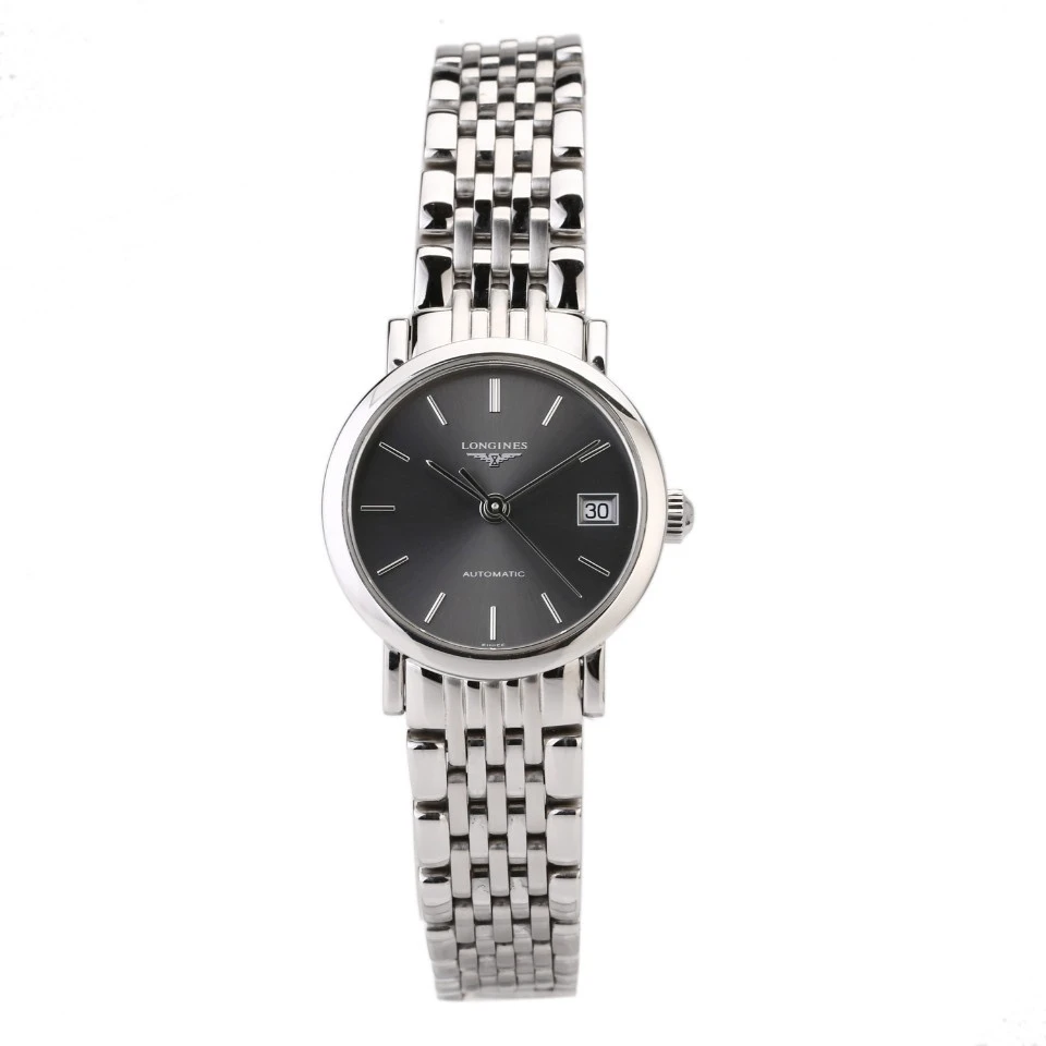 99新 Longines/浪琴 博雅309/机械/灰盘条丁/表径25.5mm/女士腕表