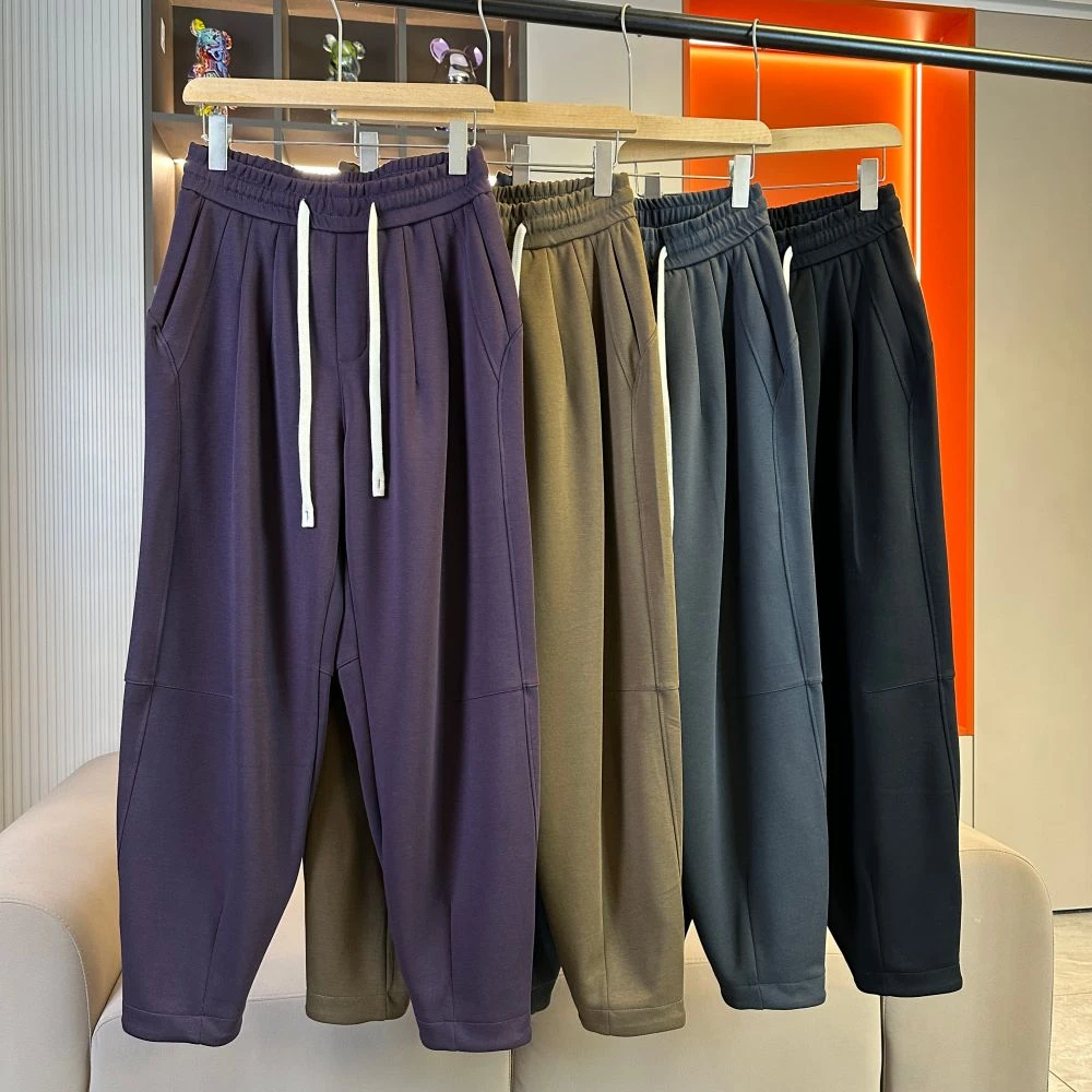 23051立体拼接休闲裤男士秋季新哈伦萝卜裤运动时尚棉质纯色卫裤