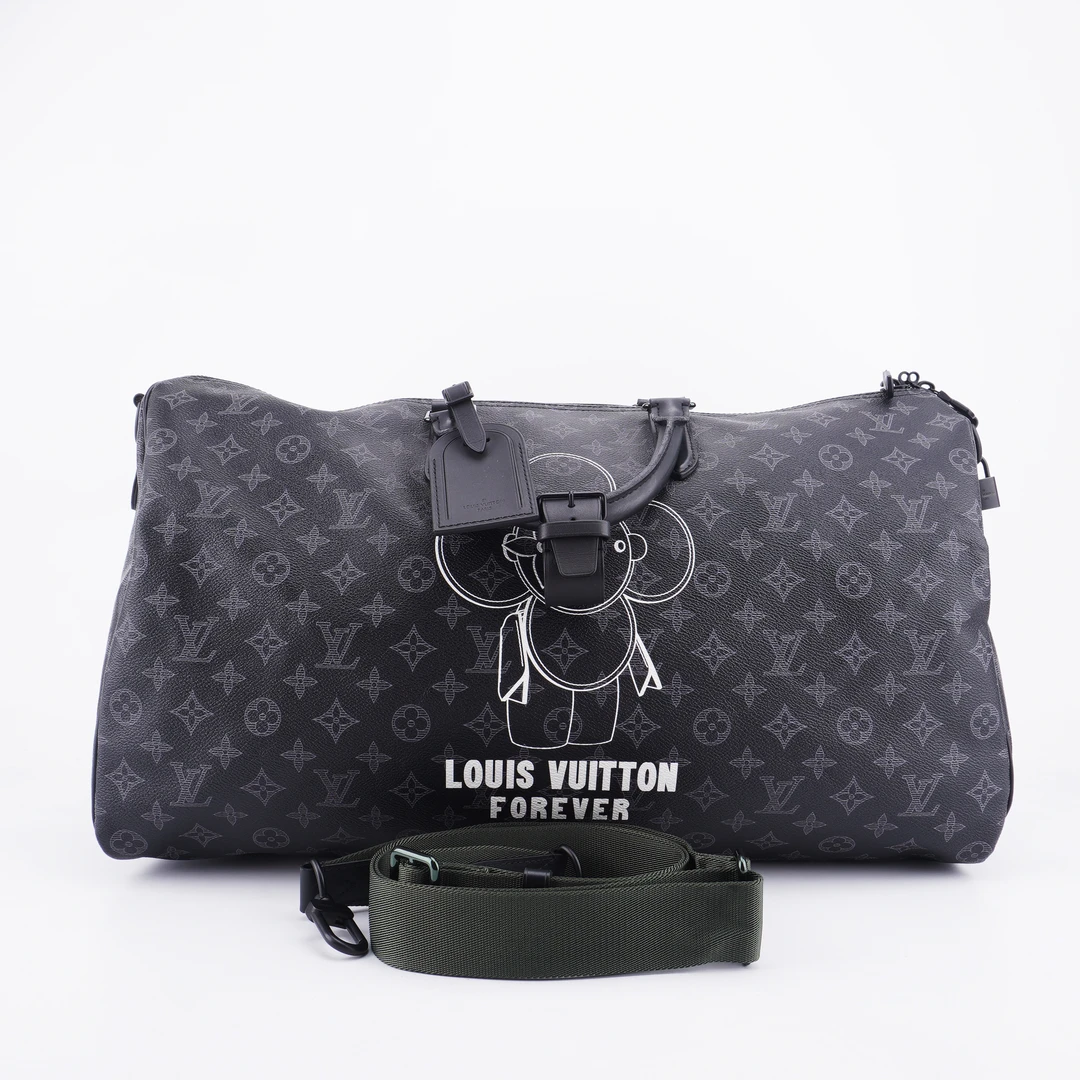 95新 98新LV Keepall 50太阳花人偶图案旅行袋50/28/23 F060