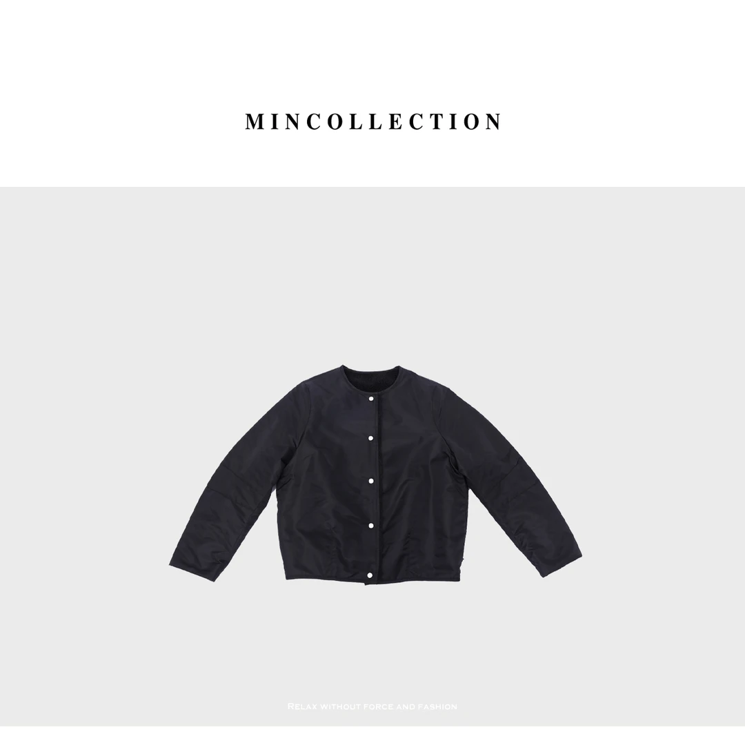 DE Mincollection毛绒派克服/冬季日系圆领排扣休闲派克服外套