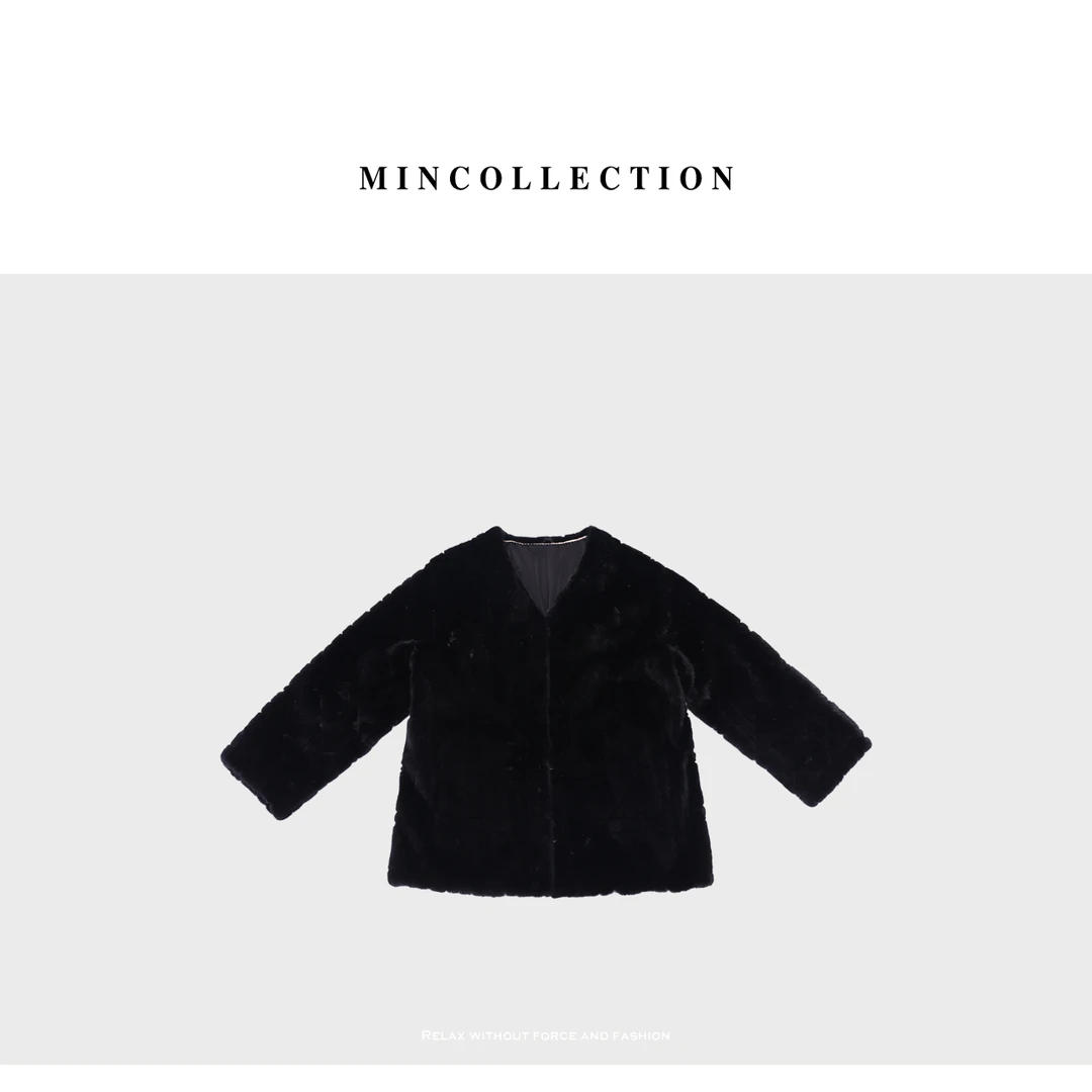 DE Mincollection6616长款藤格纹水貂/进口紫标级水貂纹路外套