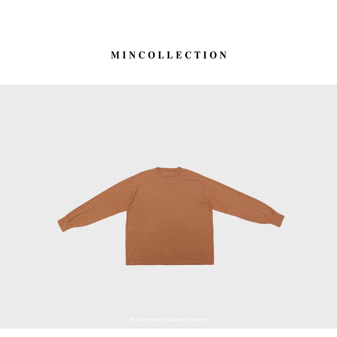 DE Mincollection棕咖肌理T/秋季浓郁棕咖垂坠显瘦复合毛巾料T恤