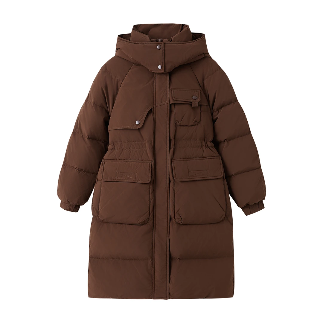 经典收腰大长款冬季保暖羽绒服23Y063