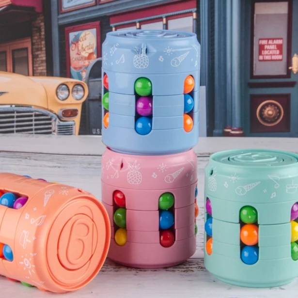 儿童空间逻辑指尖立体旋转陀螺易拉罐魔方益智玩具记忆力彩色创意