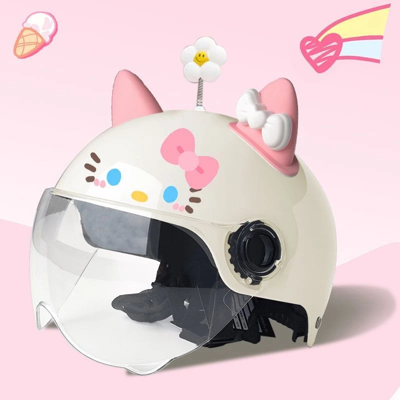 3C认证电动车头盔女款头盔成人卡通夏季防晒可爱HelloKitty安全帽