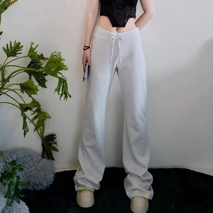 高个子175加长版微喇叭弹力修身显瘦拖地女裤灰色百搭高腰2025款