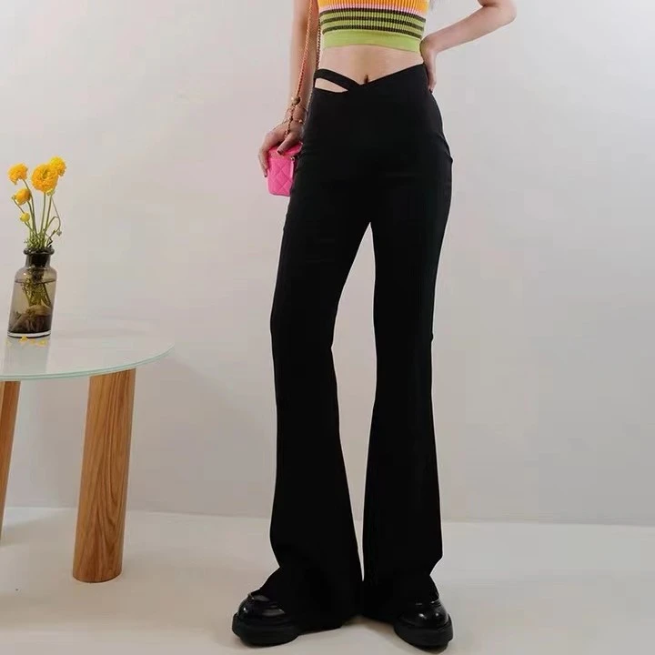 175高个子加长版垂感微喇叭休闲黑色西裤女2024春季新款修身长裤