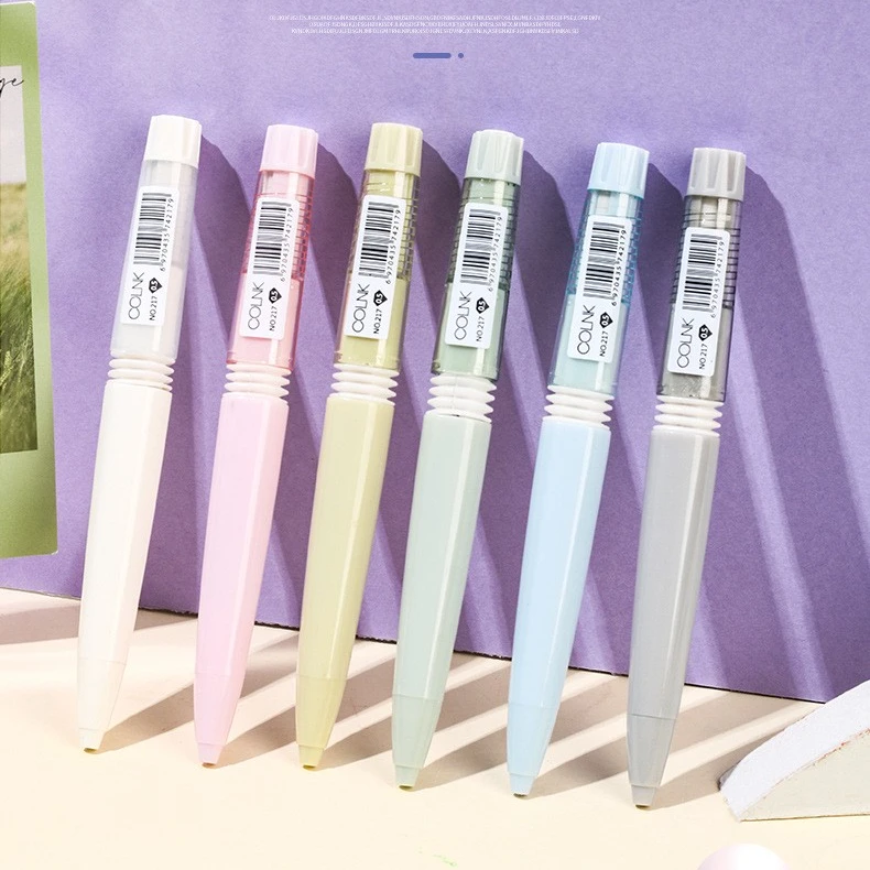 柯林COLNK马卡龙色自动铅笔圆杆高颜值带橡皮时尚简约学生用笔0.5