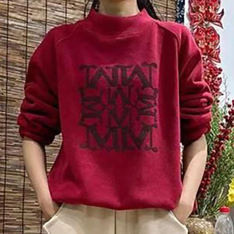 秋季新款时尚休闲加绒加厚宽松洋气减龄显瘦妈妈装百搭女士卫衣